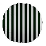 Vertical Stripes - White and Forest Green Large 18  Premium Round Cushion