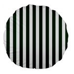Vertical Stripes - White and Forest Green Large 18  Premium Flano Round Cushion