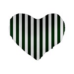 Vertical Stripes - White and Forest Green Standard 16  Premium Heart Shape Cushion