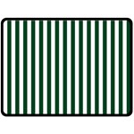 Vertical Stripes - White and Forest Green Fleece Blanket (Large) (One Side)