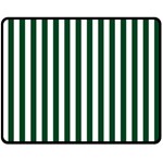 Vertical Stripes - White and Forest Green Double Sided Fleece Blanket (Medium) (Two Sides)
