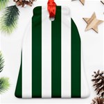 Vertical Stripes - White and Forest Green Ornament (Bell)