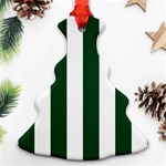 Vertical Stripes - White and Forest Green Ornament (Christmas Tree)