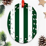 Vertical Stripes - White and Forest Green Oval Filigree Ornament (Two Sides)