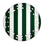 Vertical Stripes - White and Forest Green Ornament (Round Filigree)
