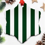 Vertical Stripes - White and Forest Green Snowflake Ornament (Two Sides)