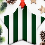 Vertical Stripes - White and Forest Green Star Ornament (Two Sides)
