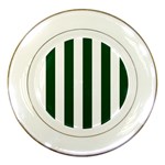 Vertical Stripes - White and Forest Green Porcelain Plate