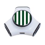 Vertical Stripes - White and Forest Green Portable USB Hub (One Side)