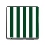Vertical Stripes - White and Forest Green Memory Card Reader (Square)