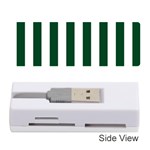 Vertical Stripes - White and Forest Green Memory Card Reader (Stick)