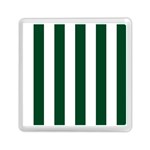 Vertical Stripes - White and Forest Green Memory Card Reader with Storage (Square)