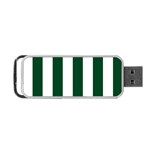 Vertical Stripes - White and Forest Green Portable USB Flash (Two Sides)