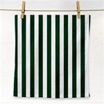 Vertical Stripes - White and Forest Green Face Towel