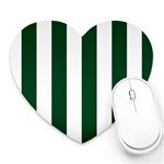 Vertical Stripes - White and Forest Green Heart Mousepad