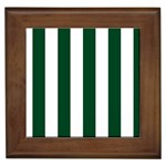 Vertical Stripes - White and Forest Green Framed Tile