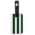 Vertical Stripes - White and Forest Green Luggage Tag (One Side)