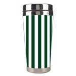 Vertical Stripes - White and Forest Green Stainless Steel Travel Tumbler