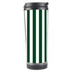 Vertical Stripes - White and Forest Green Travel Tumbler