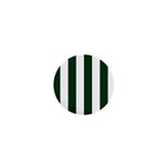 Vertical Stripes - White and Forest Green 1  Mini Button