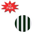 Vertical Stripes - White and Forest Green 1  Mini Button (10 pack)