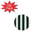 Vertical Stripes - White and Forest Green 1  Mini Button (100 pack)