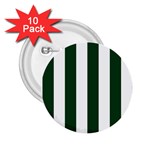 Vertical Stripes - White and Forest Green 2.25  Button (10 pack)
