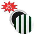 Vertical Stripes - White and Forest Green 1.75  Magnet (100 pack)