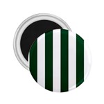Vertical Stripes - White and Forest Green 2.25  Magnet
