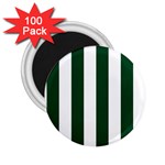Vertical Stripes - White and Forest Green 2.25  Magnet (100 pack)