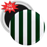 Vertical Stripes - White and Forest Green 3  Magnet (100 pack)