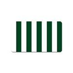 Vertical Stripes - White and Forest Green Magnet (Name Card)