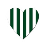 Vertical Stripes - White and Forest Green Magnet (Heart)