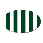 Vertical Stripes - White and Forest Green Magnet (Oval)