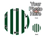 Vertical Stripes - White and Forest Green Playing Cards 54 (Round)