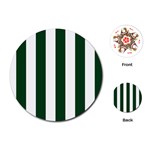Vertical Stripes - White and Forest Green Playing Cards (Round)