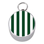 Vertical Stripes - White and Forest Green Silver Compass (Mini)