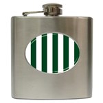 Vertical Stripes - White and Forest Green Hip Flask (6 oz)