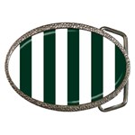 Vertical Stripes - White and Deep Green Belt Buckle