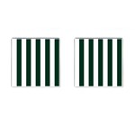 Vertical Stripes - White and Deep Green Cufflinks (Square)