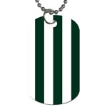Vertical Stripes - White and Deep Green Dog Tag (One Side)