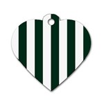 Vertical Stripes - White and Deep Green Dog Tag Heart (One Side)