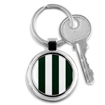 Vertical Stripes - White and Deep Green Key Chain (Round)