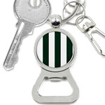 Vertical Stripes - White and Deep Green Bottle Opener Key Chain