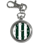 Vertical Stripes - White and Deep Green Key Chain Watch
