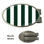 Vertical Stripes - White and Deep Green Money Clip (Oval)
