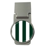 Vertical Stripes - White and Deep Green Money Clip (Round)