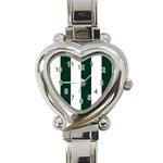Vertical Stripes - White and Deep Green Heart Italian Charm Watch