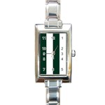 Vertical Stripes - White and Deep Green Rectangle Italian Charm Watch