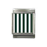 Vertical Stripes - White and Deep Green Italian Charm (13mm)